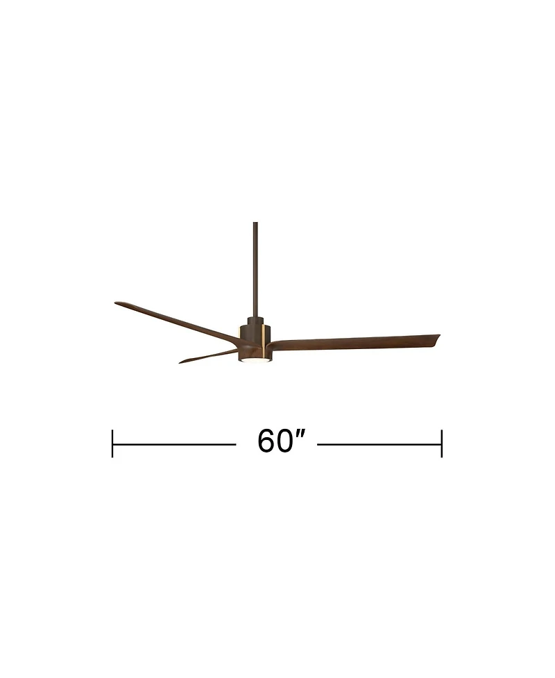 60" Casa Vieja Aero Bronze and Dark Walnut Led Ceiling Fan with Remote