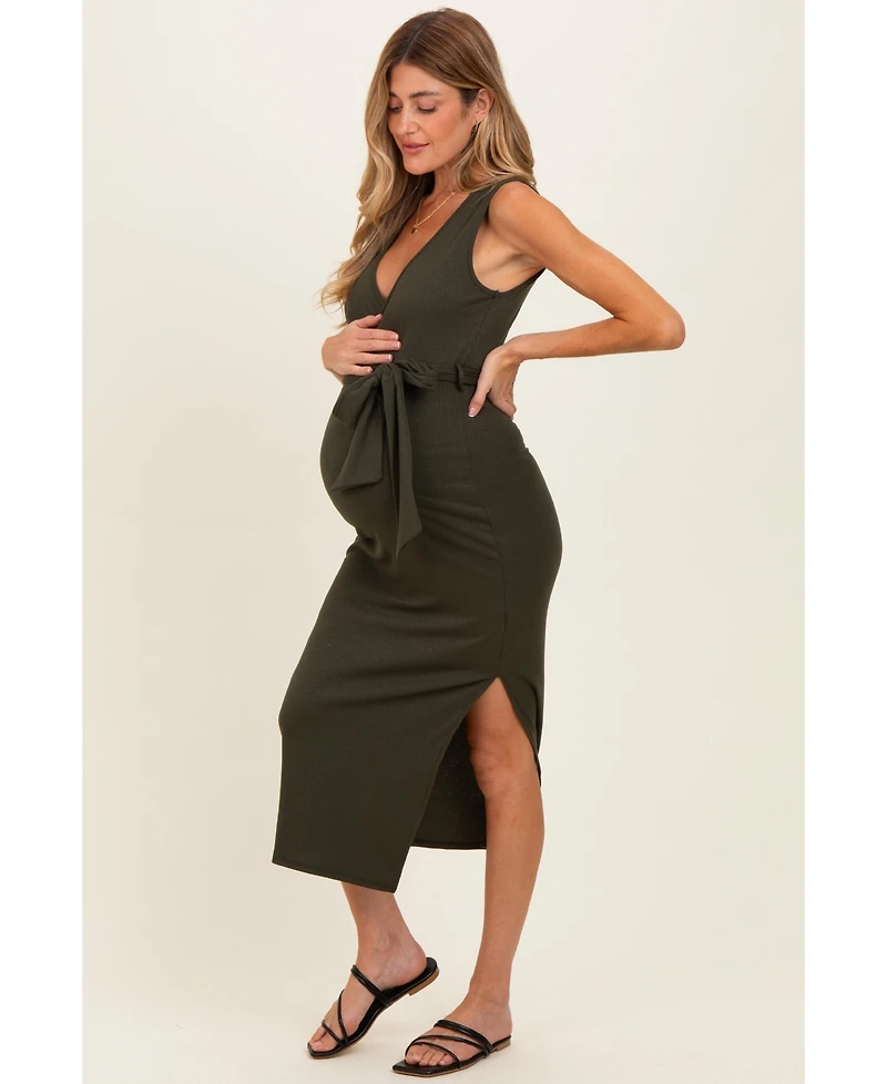 Pinkblush Women's Olive Sleeveless Wrap Midi Dress