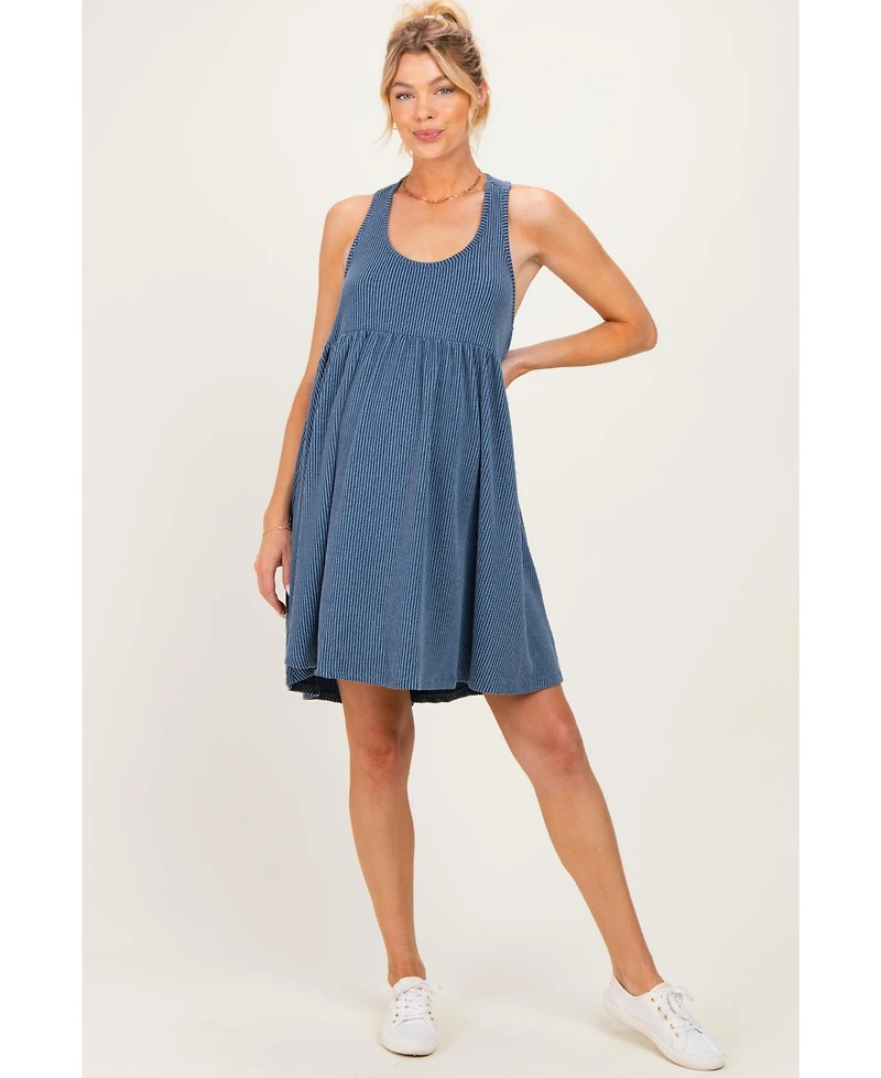 Pinkblush Charcoal Ribbed Sleeveless Open Back Maternity Midi Dress