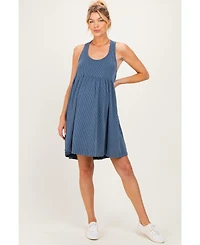 Pinkblush Charcoal Ribbed Sleeveless Open Back Maternity Midi Dress