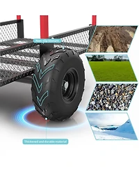 28x54x36 In Atv Heavy Duty Utility Trailer, Alloy Steel 1700 Lb Capacity with Mesh Sides for Garden Farm Land Transport, Red