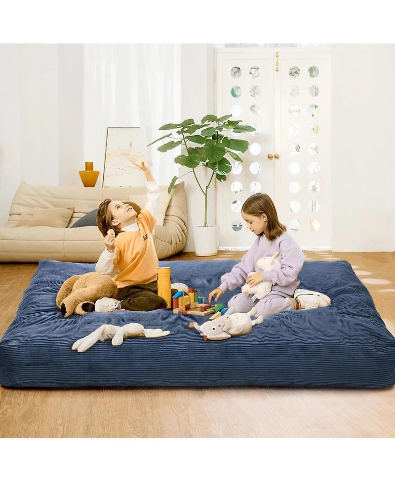 gaomon 2-in-1 Convertible Corduroy Bean Bag Chair Bed for Adults, Large Floor Sofa with Washable Cover Multi-Use Seating and Sleeping Lounger
