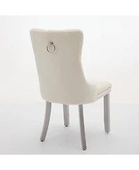 Flynama Set of 2 Mid-Century Velvet Tufted Dining Chairs, Solid Wood Leg Nailhead Trim 280lbs Weight Capacity