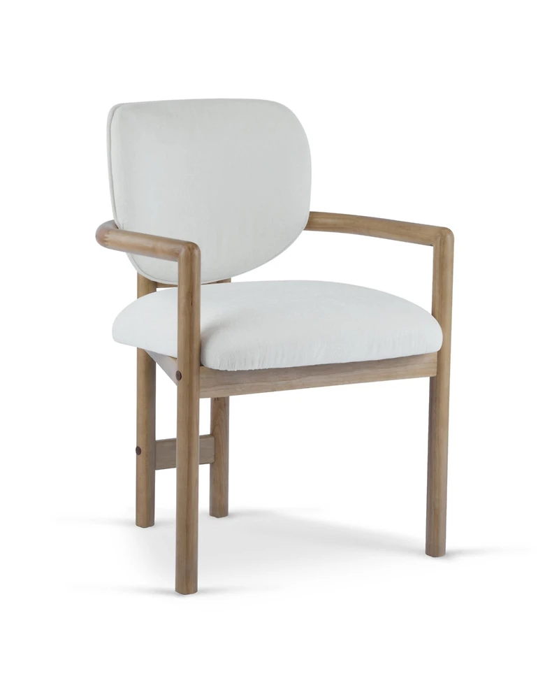 Flynama Set of 2 Fabric King Louis Rubberwood Arm Dining Chairs, 300 Lbs Weight Capacity