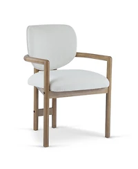 Flynama Set of 2 Fabric King Louis Rubberwood Arm Dining Chairs, 300 Lbs Weight Capacity