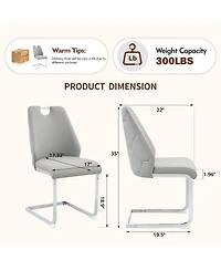 Flynama Set of 2 Mesh Pu High Back Dining Chairs, Back Ring Chrome Pull Handle Solid Iron Frame