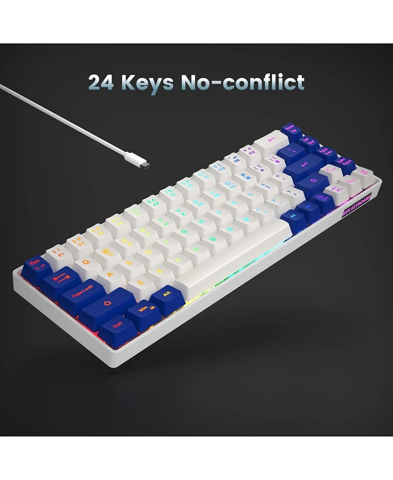 Lofree 65 Ultra Compact Wired Led Backlit Ergonomic Gaming Membrane Keyboard