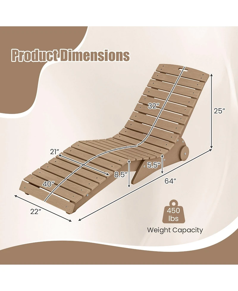Gymax 2pieces In-Pool Lounge Chair Ergonomic S-Curve Hdpe Pool Chaise Lounger w/Wheels