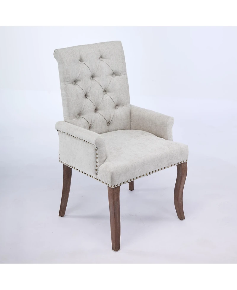 Flynama Upholstered Chenille Arm Dining Chair