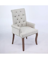 Flynama Upholstered Chenille Arm Dining Chair
