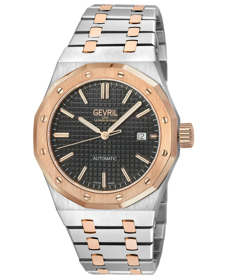 Gevril Men's Gotham Swiss Automatic Two tone Ss/Iprg Bracelet Watch