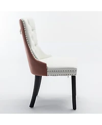 Flynama Set of 2 Pu Velvet Tufted Swivel Dining Office Chairs, Metal Base Caster Wheels Height Adjustable