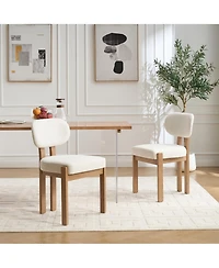 Flynama Wooden Dining Chairs Set of 2, Modern Fabric Upholstered Dining Room Chairs, Farmhouse Kitchen Chairs