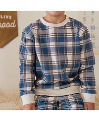 Sweet Wink Little Boys Navy Plaid Sweatshirt