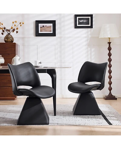 Flynama Set of 2 Swivel Dining Chairs, Faux Leather High Back Kitchen Chairs, Modern Accent