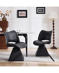 Flynama Set of 2 Swivel Dining Chairs, Faux Leather High Back Kitchen Chairs, Modern Accent