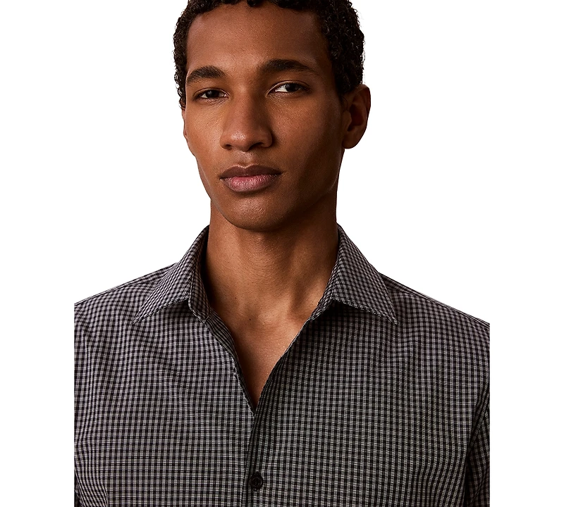 Calvin Klein Men's Gingham Supima Stretch Regular-Fit Shirt