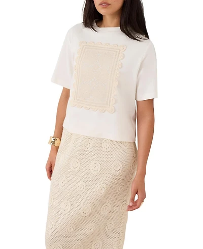 Mint Velvet Women's Crochet Crewneck Short-Sleeve T-Shirt