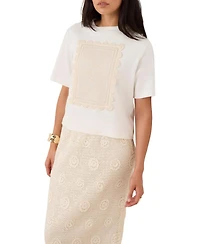 Mint Velvet Women's Crochet Crewneck Short-Sleeve T-Shirt