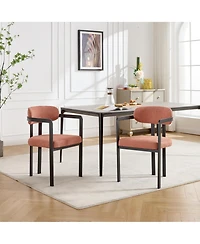 Flynama Set of 2 Mid-Century Boucle Tufted Dining Chairs, Metal Leg Kitchen Accent Chairs
