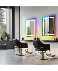 Luvodi Rgb Backlit + Front Lighted 28"x36" Led Bathroom Mirror with Bluetooth Speaker Time Temperature Display Memory Function