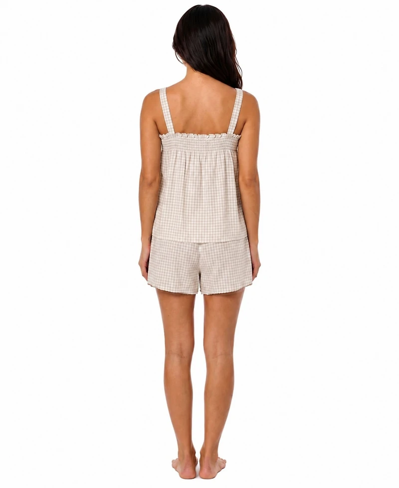 Sincerely Jules Women's Gingham Woven Cami and Shorts Pajama Set