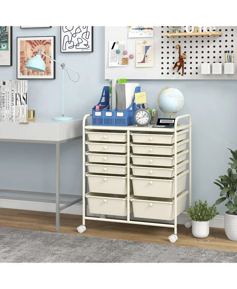 Mecale 12-Drawer Rolling Craft Storage Cart