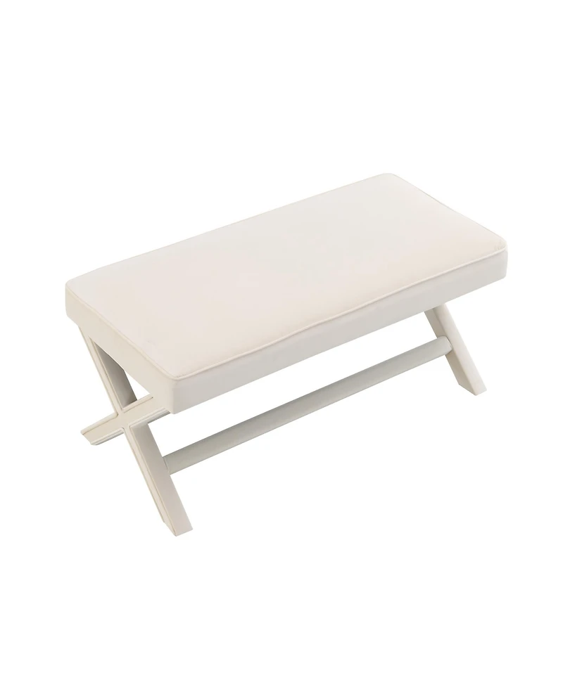 Flynama Velvet Double Bench with X-Crossed Legs, Modern