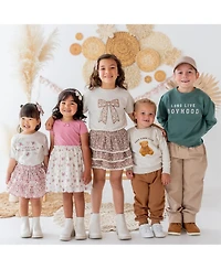 Sweet Wink Little and Big Girls Mocha Floral Lace Bow Clip Set