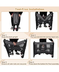 Costway Baby Bassinet Bedside Crib with Changing Table Mattress Detachable Canopy Basket