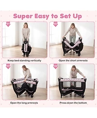 Costway Baby Bassinet Bedside Crib with Changing Table Mattress Detachable Canopy Basket