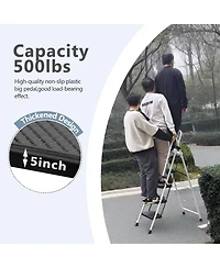 Streamdale Furniture Folding 4-Step Ladder with Anti-Skid Pedal and Safety Handle
