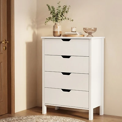 Sugift Minimalist 4-Drawer Dresser for Bedroom with Cut-Out Handles and Anti-Tipping Kits