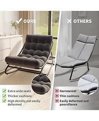 GarveeLife Papasan Rocking Chair with Cushion, Indoor Outdoor Metal Patio Rocker, Washable Cover