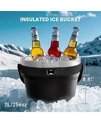Piscifun Double Wall Vacuum Stainless Steel Insulated Ice Bucket With Bottle Opener