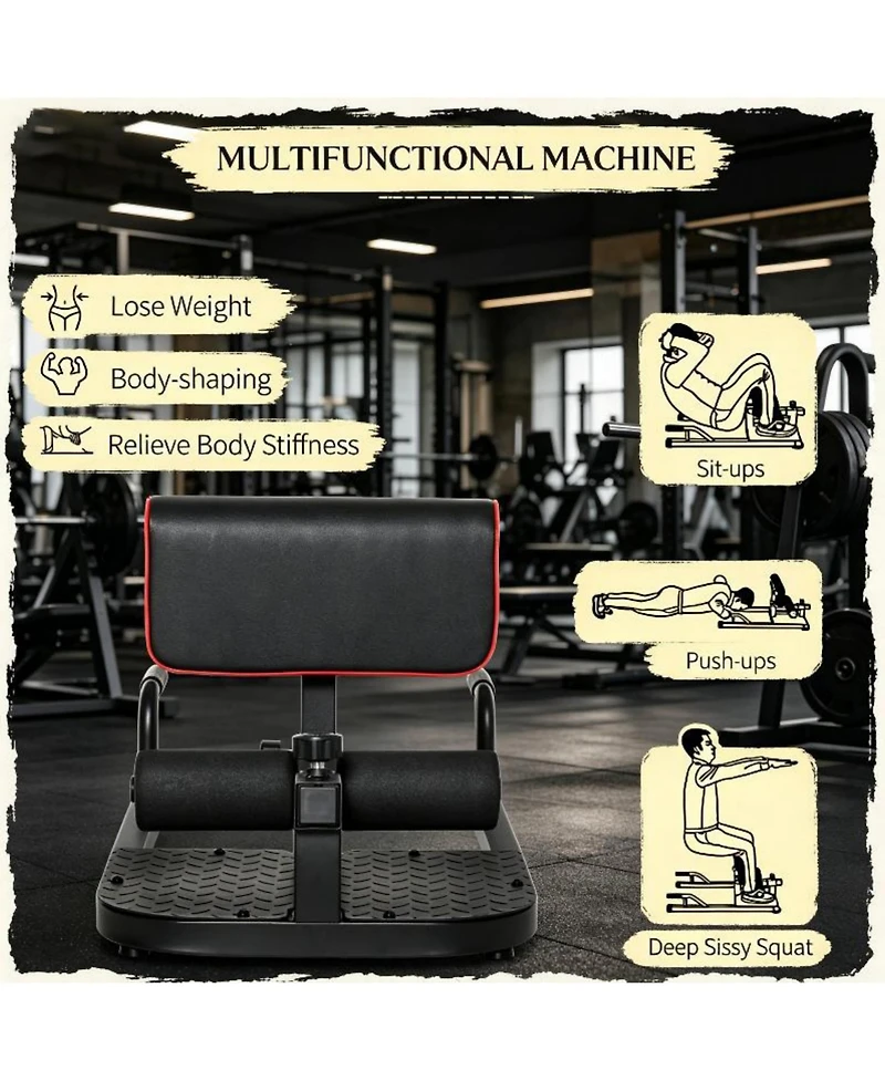 Sevorley 3-in-1 Squat Assist Trainer with Sit-Up Bar and Push-Up Support, Adjustable Height, 265 lb Capacity
