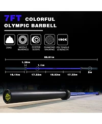 Sevorley 7.2 ft Olympic Barbell with Rotating Sleeves, Spring Collars, 700 lb Capacity, Fits 2 Inch Plates