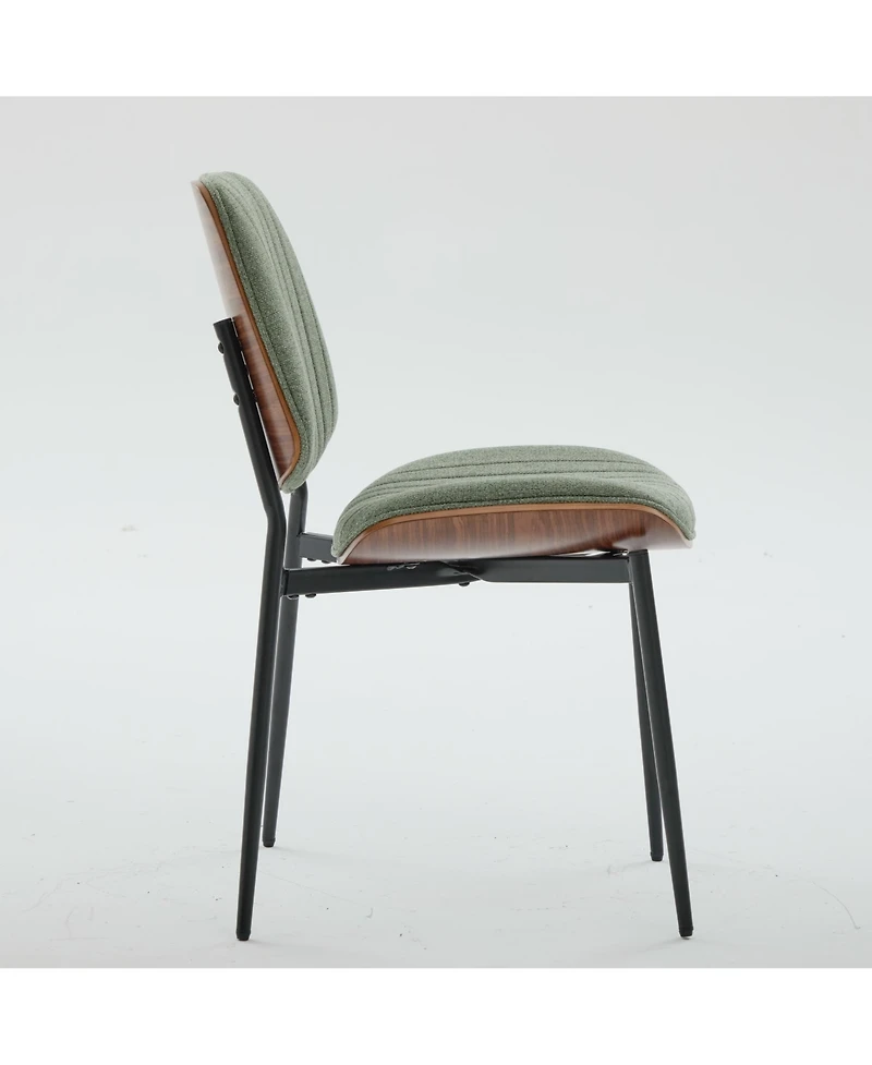 Flynama Mid-Century Modern Linen Dining Chairs Set of 2, Upholstered Chair with Walnut Bentwood Back