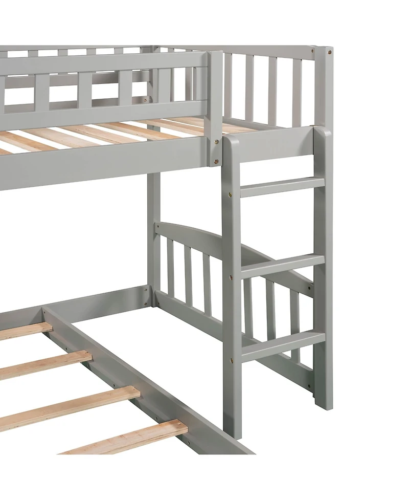 Clihome Stairway Twin over Bunk Bed with Two Drawers and Slide