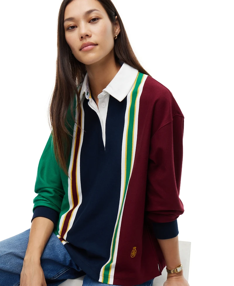 Tommy Hilfiger Women's American Icons Rugby Long-Sleeve Striped Polo Sweater