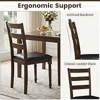 Gymax 2Piece Farmhouse Pu Leather Upholstered Dining Chairs with Ladder Back Padded Seat