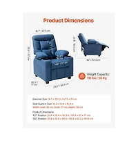 Slickblue Kids Recliner Chair with Cup Holders, Pockets and Footrest