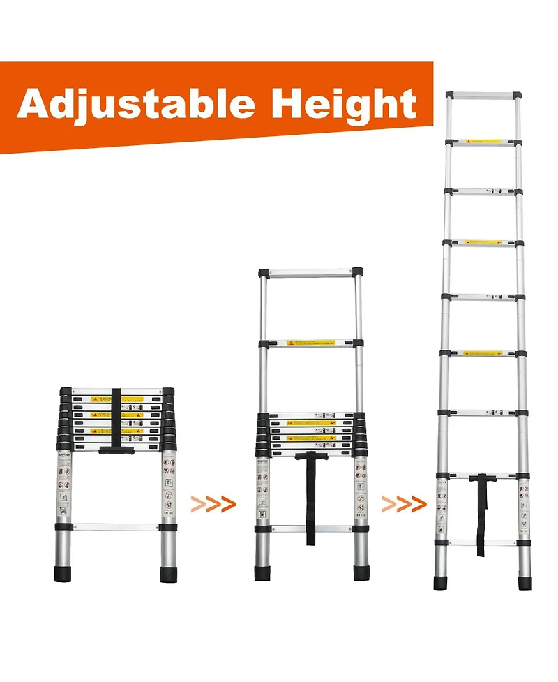 Streamdale Furniture Telescoping Ladder 8.5FEET, 300 lbs Capacity Aluminum Extension Ladder