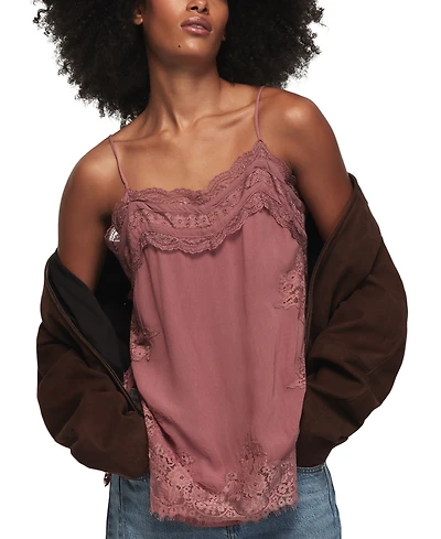 Lucky Brand Women's Lace Trim V-Neck Tunic Tank