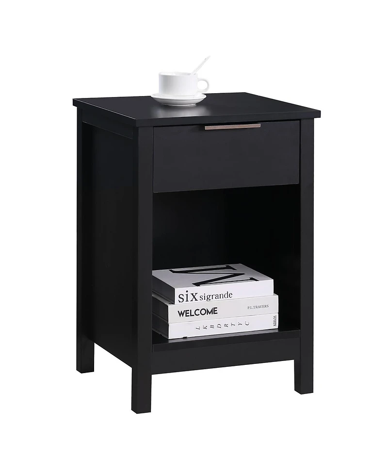Streamdale Furniture Retro 3-Tier Nightstand with Drawer and Shelf