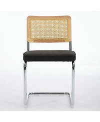 Flynama Set of 2 Back Cantilever Dining Chairs, Velvet Upholstered Chrome Double Steel Pipe Base 360 Lbs Capacity