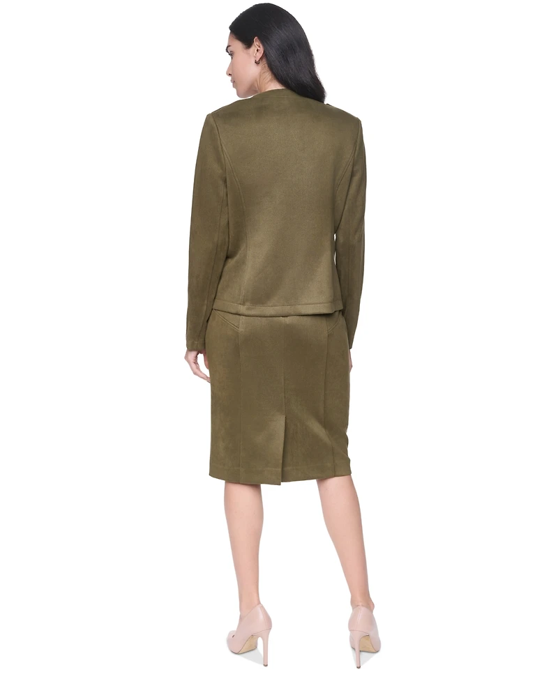 Tommy Hilfiger Women's Suede Collarless Band Jacket
