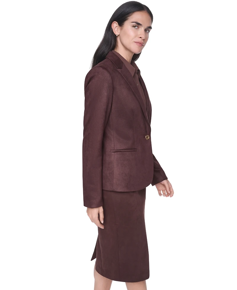 Tommy Hilfiger Women's Short One-Button Faux Suede Blazer