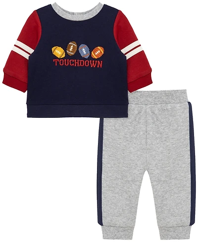 Little Me Baby Boys' Touchdown Active Sweatshirt and Pants, 2-Piece Set