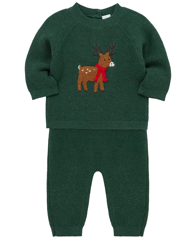 Little Me Baby Boys' Holiday Deer Graphic Sweatshirt and Pants, 2-Piece Set